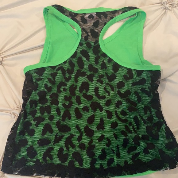 Green and Black cheetah print lace racerback tank top - Picture 2 of 3